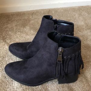 Black tassel suede booties  (true to size)